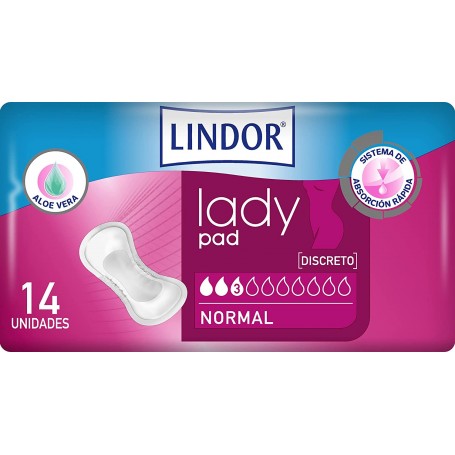 Lindor Lady Pad Normal 3 gotas 14 ud