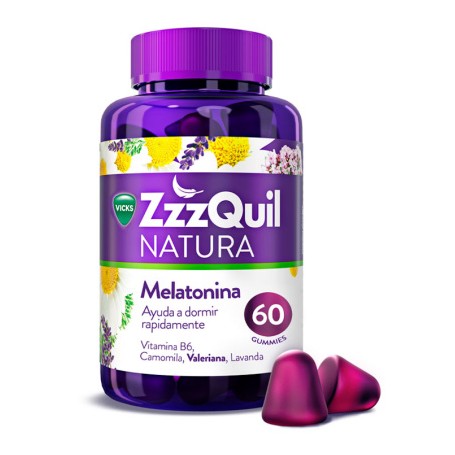 ZzzQuil Natura Gummies Melatonina 1mg y Valeriana 60 unidades sabor Frutos del bosque