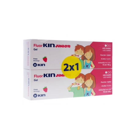Fluor Kin DUPLO Junior Gel Fresa, 2x75 ml