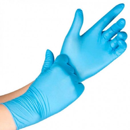 GUANTES NITRILO AZUL SIN POLVO T-L